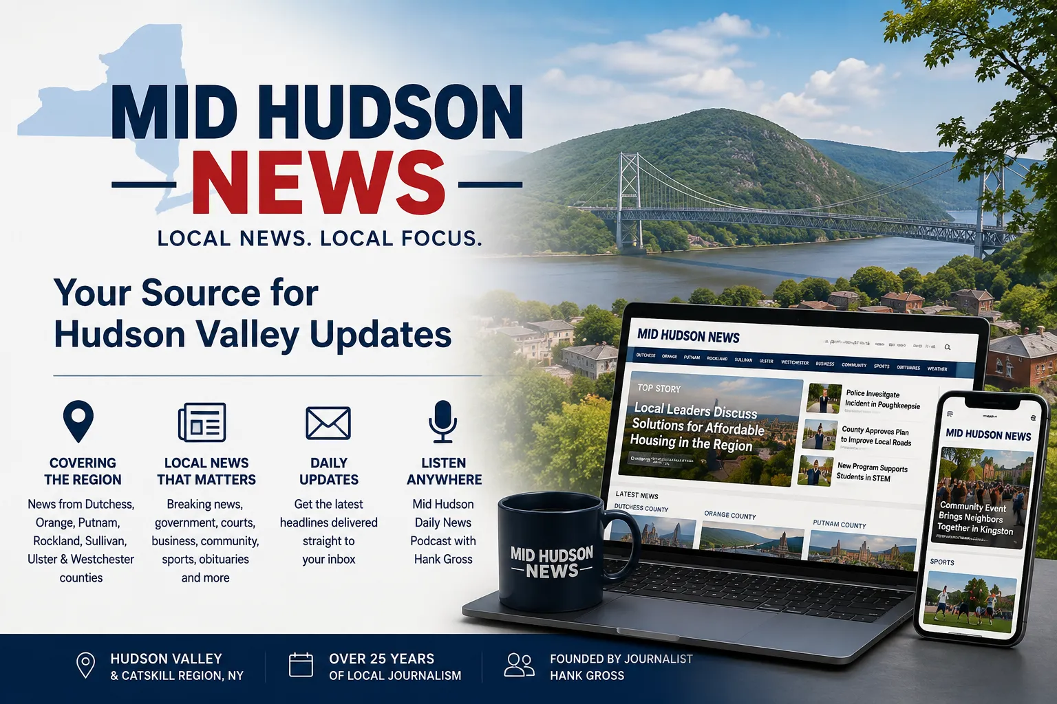 Mid Hudson News coverage, daily updates, email, and podcast options